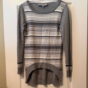 Remain Gray Fair Isle High-Low Sweater